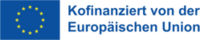 Das Logo der Europäischen Union zeigt einen blauen Hintergrund mit gelben Sternen in einem Kreis und einem Schriftzug.